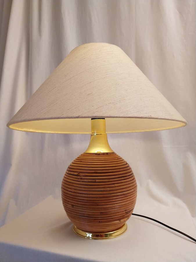 Vintage Bambu Tischlampe